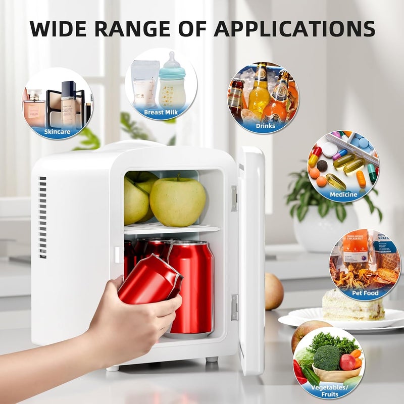 Electactic Compact Refrigerator, Portable Mini Fridge, Skin Care 4L Capacity/6 Cans, for Bedroom, Car, Office & Dorm, Small Cooler for Cosmetics, Beverage and Food, White - Image 3